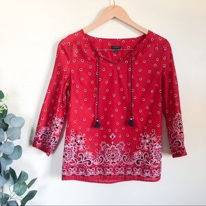 talbots | red paisley lightweight top P